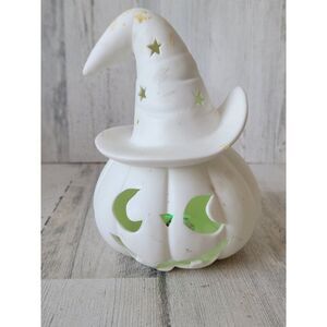 White witch pumpkin AS IS light up Halloween home prop decor